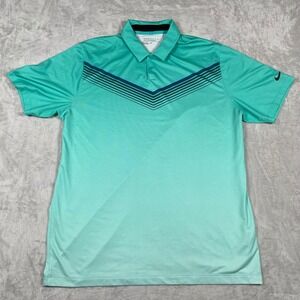 Nike Golf Men's Dri-FIT Polo Shirt Aqua Ombre Stripe Short Sleeve‎ Size L